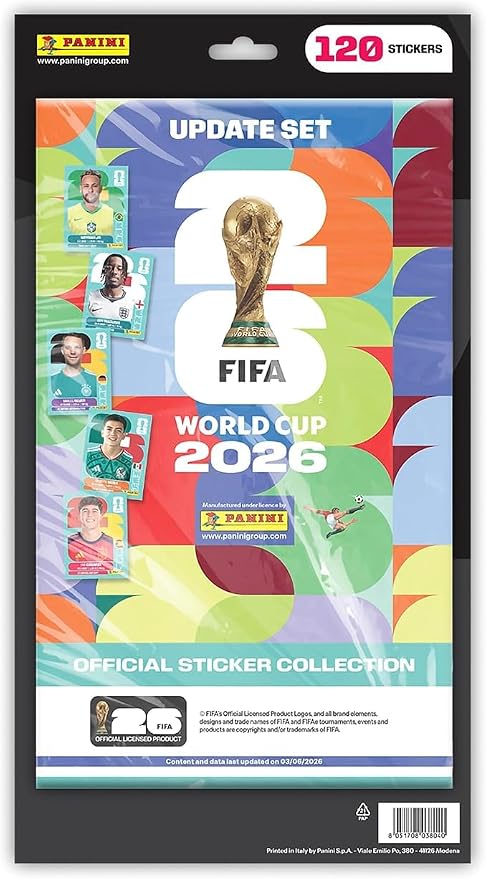 مجموعة ملصقات لتحديث بطولة كأس العالم 2026، تحتوي العبوة على 120 ستيكر أصلي