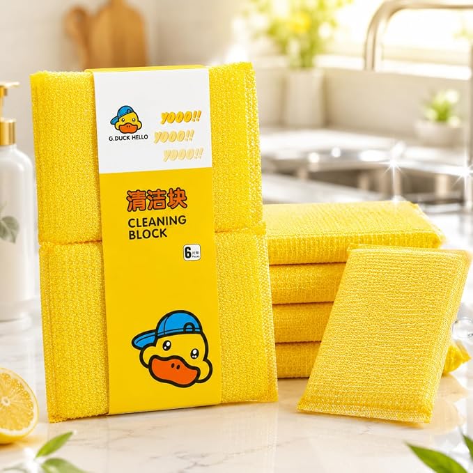 First Choice طقم 6 إسفنجة تنظيف G.Duck - ليفة أطباق ومطبخ فائقة الامتصاص وناعمة على الأسطح