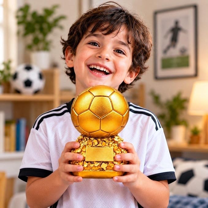 كأس بلوندور حجم صغير بتصميم كرة ذهبية، مجسم تذكاري لكرة القدم مع قاعدة مزخرفة ولوحة قابلة للتخصيص، هدية لمحبي كرة القدم والديكور الرياضي