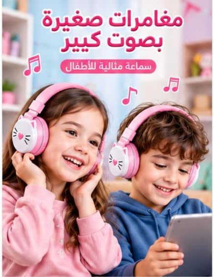 سماعة راس قابلة للتعديل بوسادات اذن مبطنة، هيدفون مريح للاستماع الى الموسيقى والمحتوى الصوتي، تصميم عملي للاستخدام اليومي والترفيه والتعلم (زهري ورمادي)