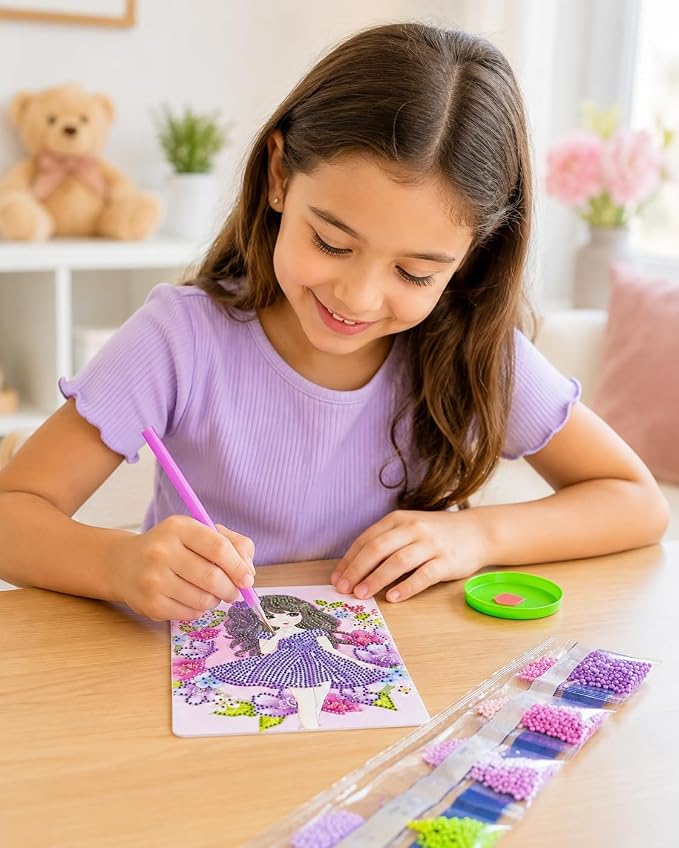 مجموعة لوحة رسم بالماس بتصميم فتاة، 19×14 سم