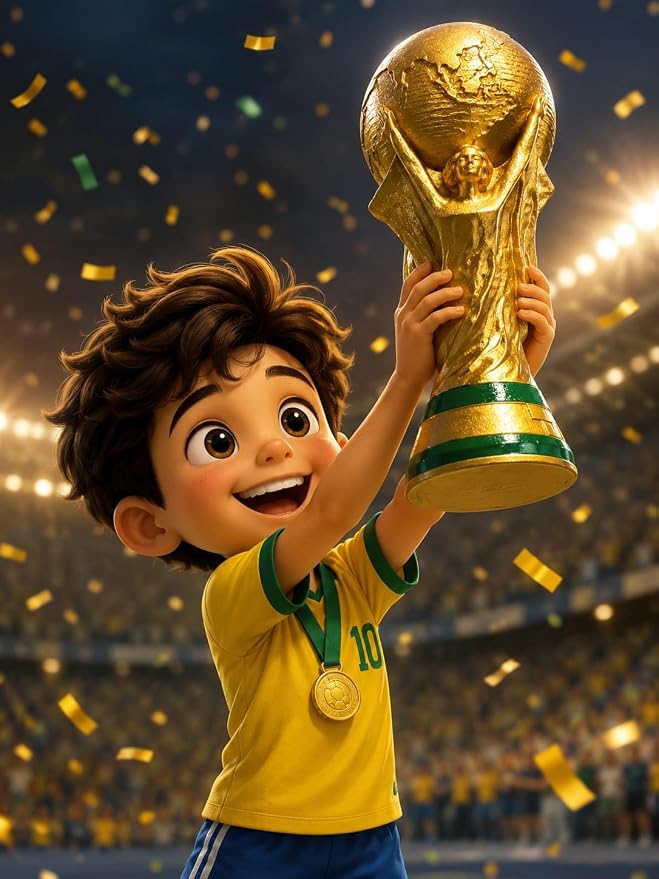 مجسم كأس العالم بقاعدة خضراء، تمثال صغير، ذهبي وأخضر