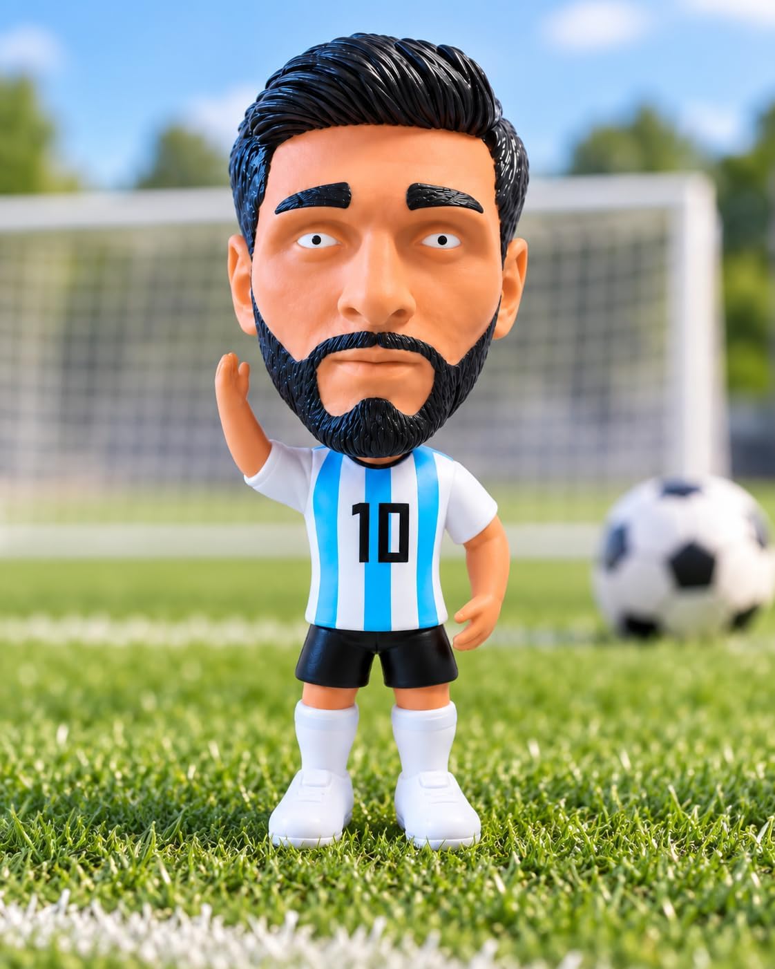 مجسم للاعب كرة قدم رأس متحرك من First Choice - تمثال لعبة فاخر بتصميم قميص يحمل الرقم 10 الأيقوني، هدية ممتعة لتزيين المكتب والغرفة