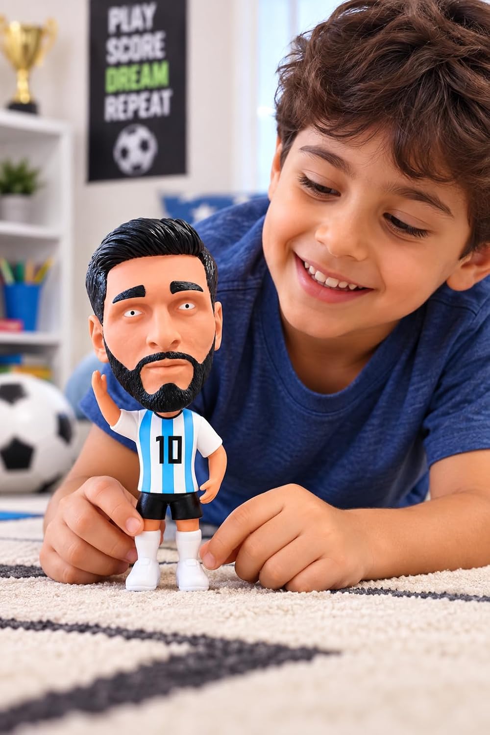 مجسم للاعب كرة قدم رأس متحرك من First Choice - تمثال لعبة فاخر بتصميم قميص يحمل الرقم 10 الأيقوني، هدية ممتعة لتزيين المكتب والغرفة