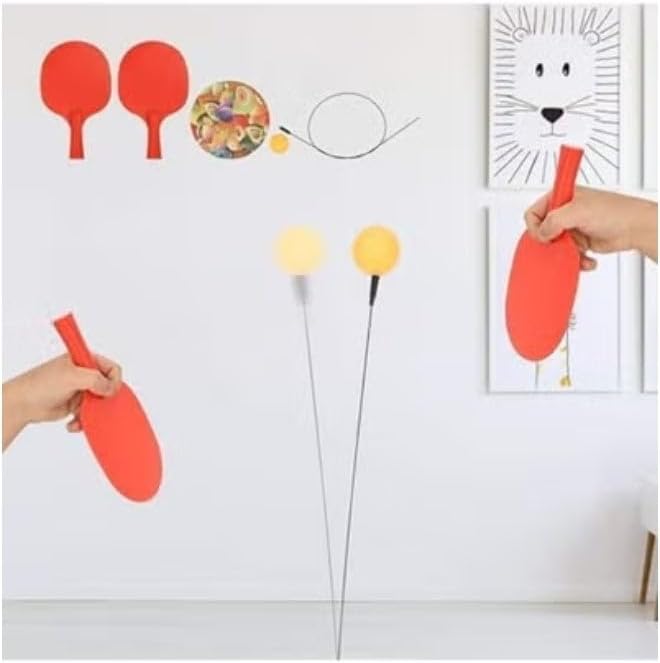 First Choice Flexible Table Tennis Training Device with Stable Base, Two Paddles and Two Included Balls, Fast Bounce, Adjustable Height, for Beginners and Children, for Home Use