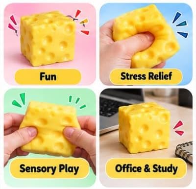 Sensory squishy toy, squeezable cube