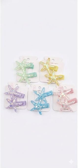 First Choice Starfish Glitter Sequin Hair Clip Set, Hair Clips for Girls and Women, Cute Summer Hair Accessories for Daily Styling and Parties - 10 Pieces