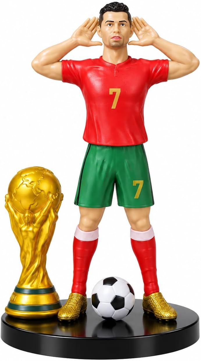 Football player figurine with trophy, ball, and base (Model No. 7)