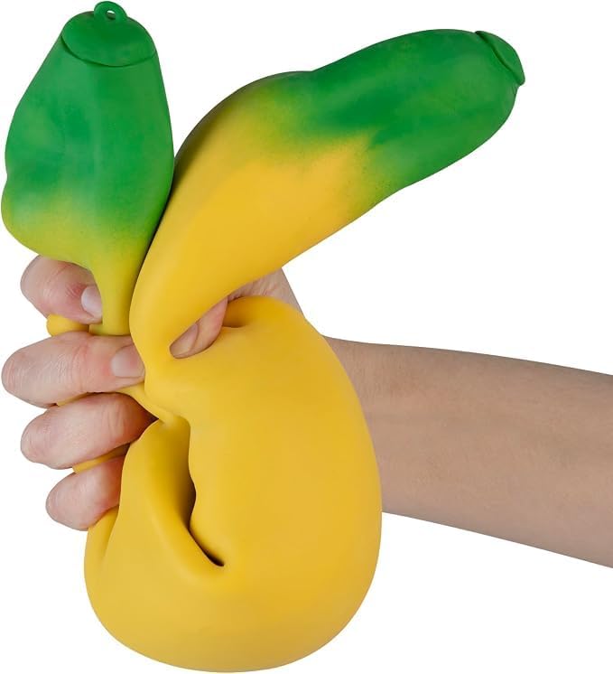 Sensory banana toy, squeezable and stretchable