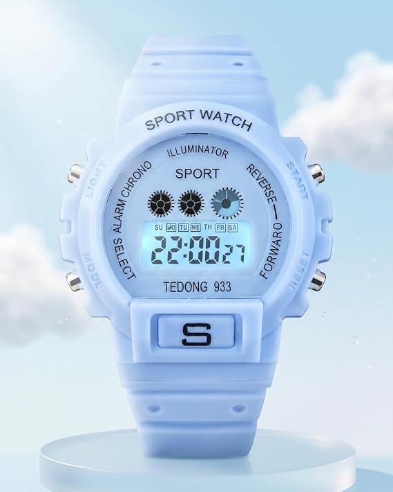 Digital sports wristwatch with a 25 cm silicone strap