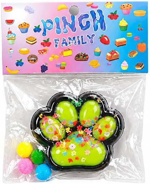 Cat claw squishy toy with colorful pom-pom balls