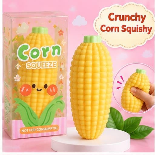 Corn-shaped squeeze toy with a textured surface, 7.6×7.1 cm