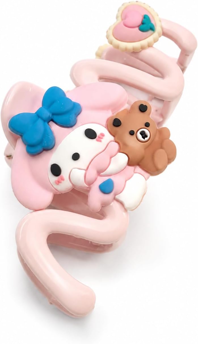 Rabbit and bear design hair clip, 10×5 cm, 1 piece