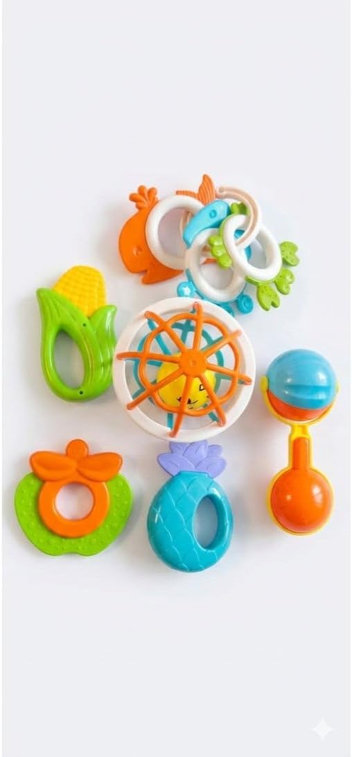 First Choice Educational Baby Rattle Toy Set - A Variety of Toys to Develop Sensory and Motor Skills - Safe and Non-Toxic, Suitable for Ages 3 Months and Up
