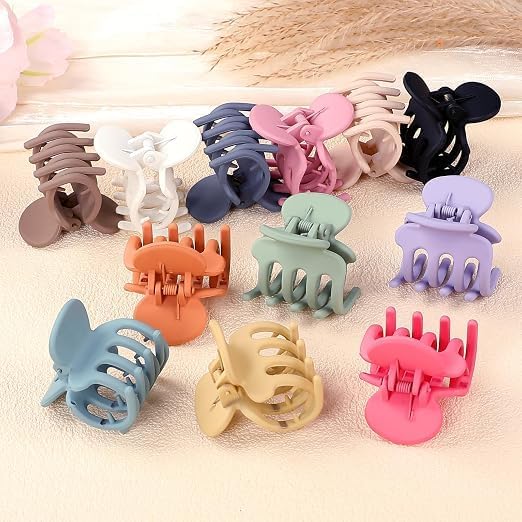 Set of 12 mini matte hair clips