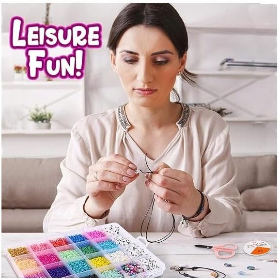 First Choice DIY Beading Kit for Jewelry and Accessories, Assorted Colors, for Kids and Adults, Complete Fastening Tools, Letter and Emoji Beads, Transparent Storage Box