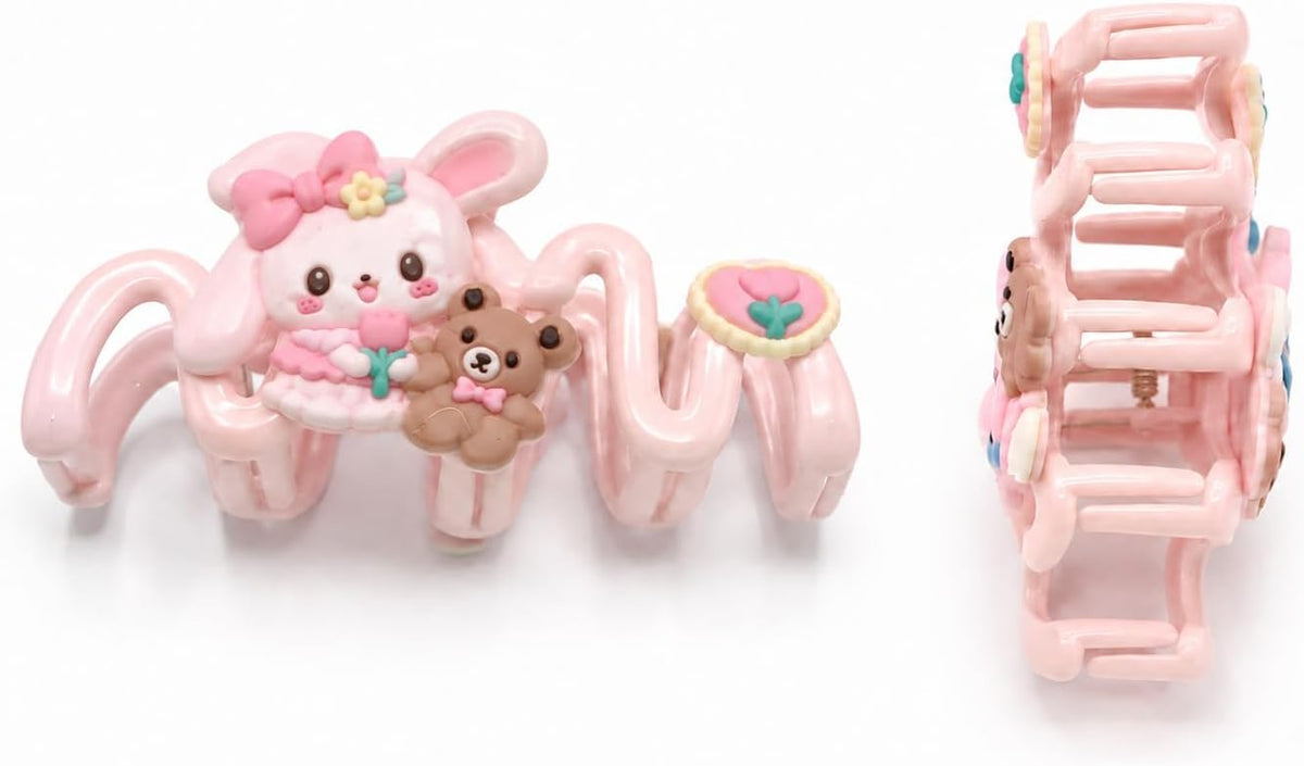Rabbit and bear design hair clip, 10×5 cm, 1 piece