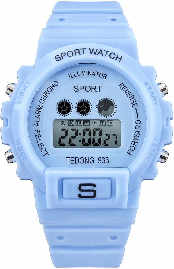 Digital sports wristwatch with a 25 cm silicone strap
