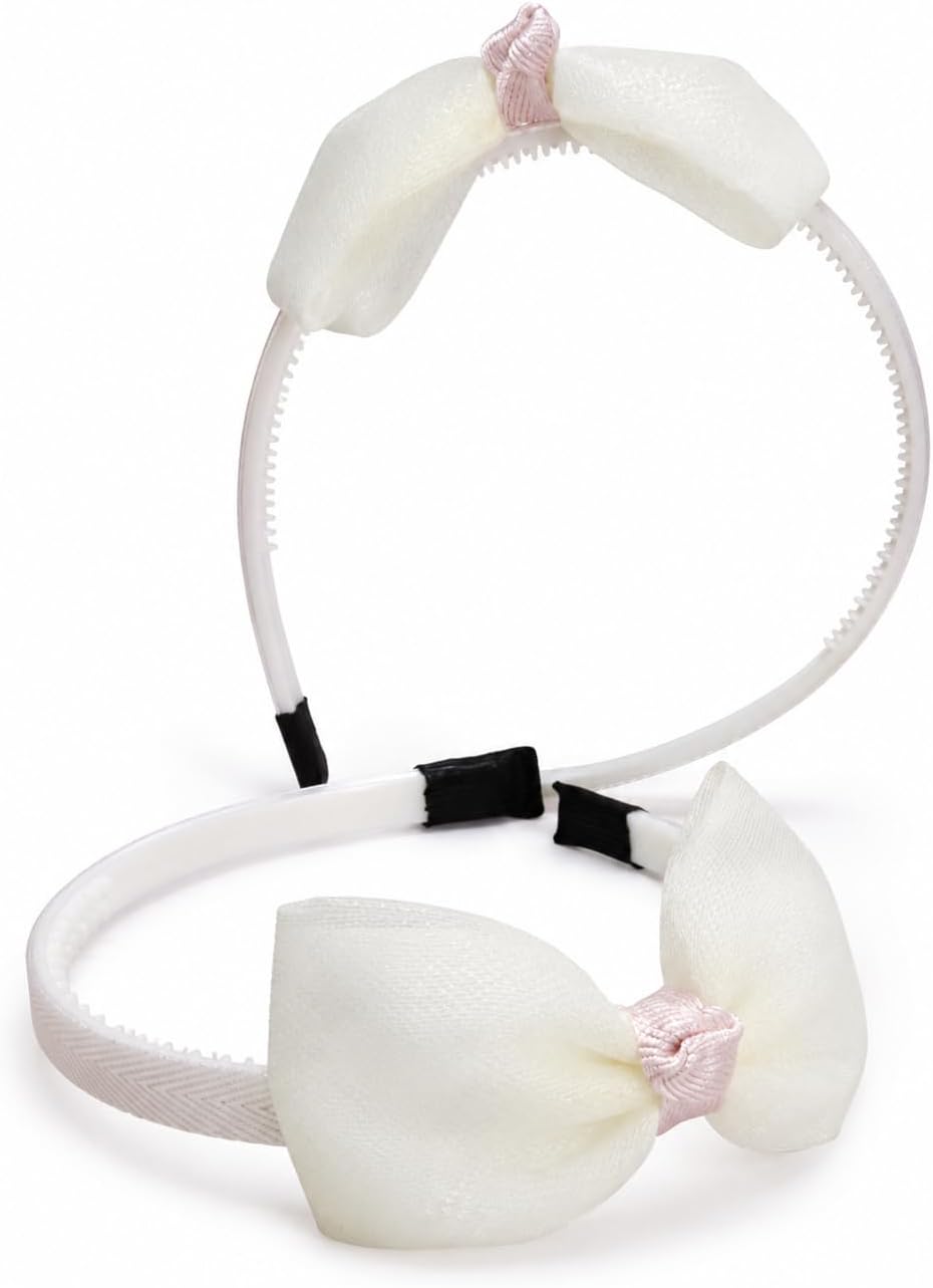 Girls' headband with a large white bow and pink knot, suitable for occasions and parties, large bow design, comfortable white headband, for everyday use, one piece