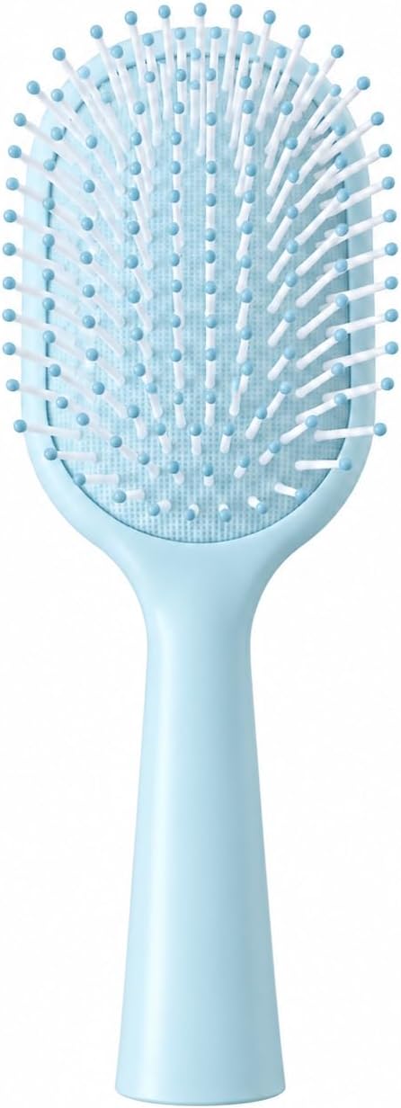 Hair detangling and scalp massage brush, soft oval brush for dry and wet hair with flexible bristles and rounded tips to protect the hair, suitable for all hair types, in light blue.