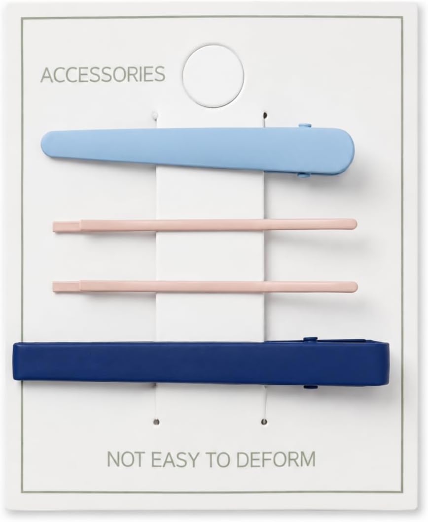 4-piece hair tie and clip set in blue and pink, including two clips and two pins, with a matching design, durable shape, easy to use, for hairstyling