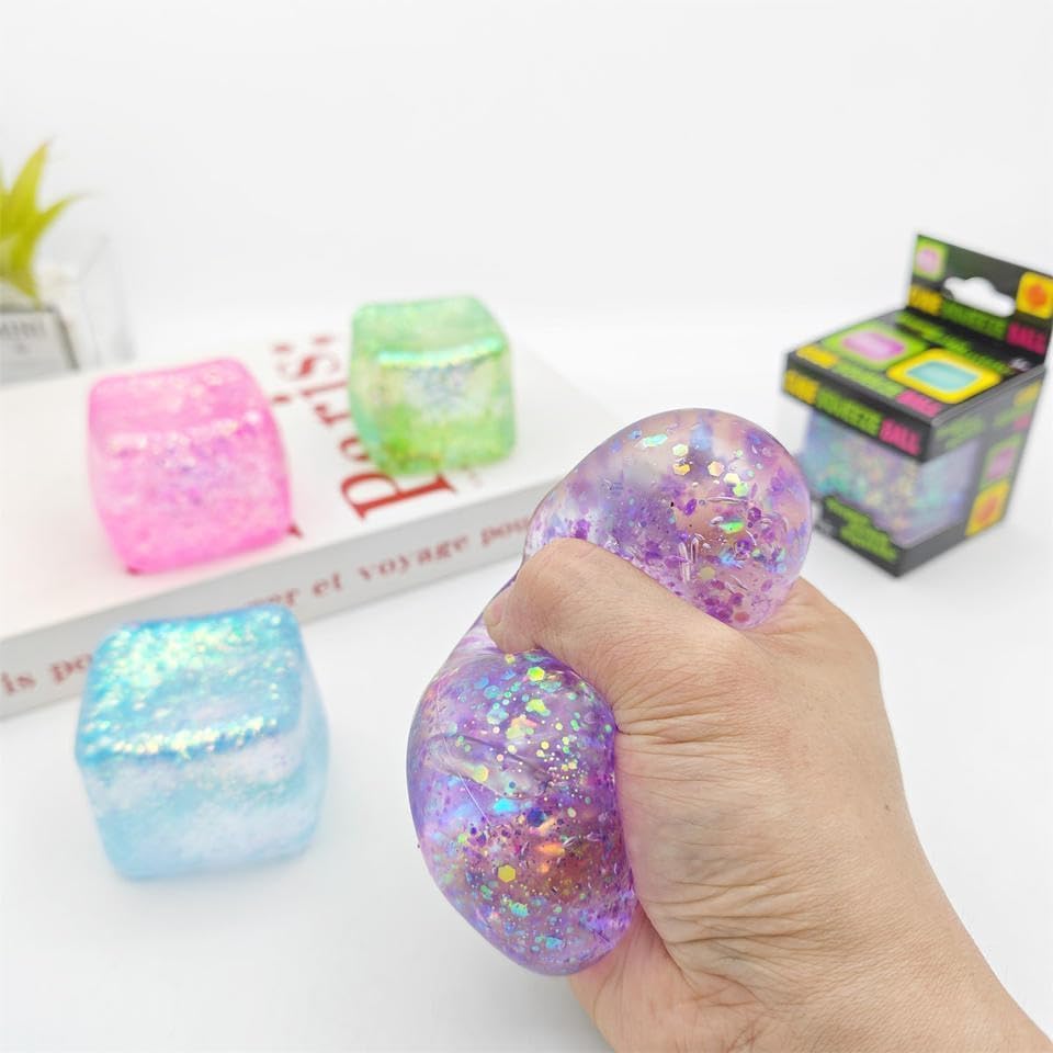 Transparent Glitter Gel Anti-Stress Pressure Cube