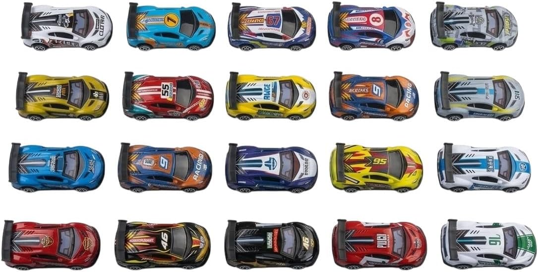 Miniature Metal Racing Car Set for Display and Collecting - Pull-Back Die-Cast Cars - 20-Piece Set for Collectors and Teenagers