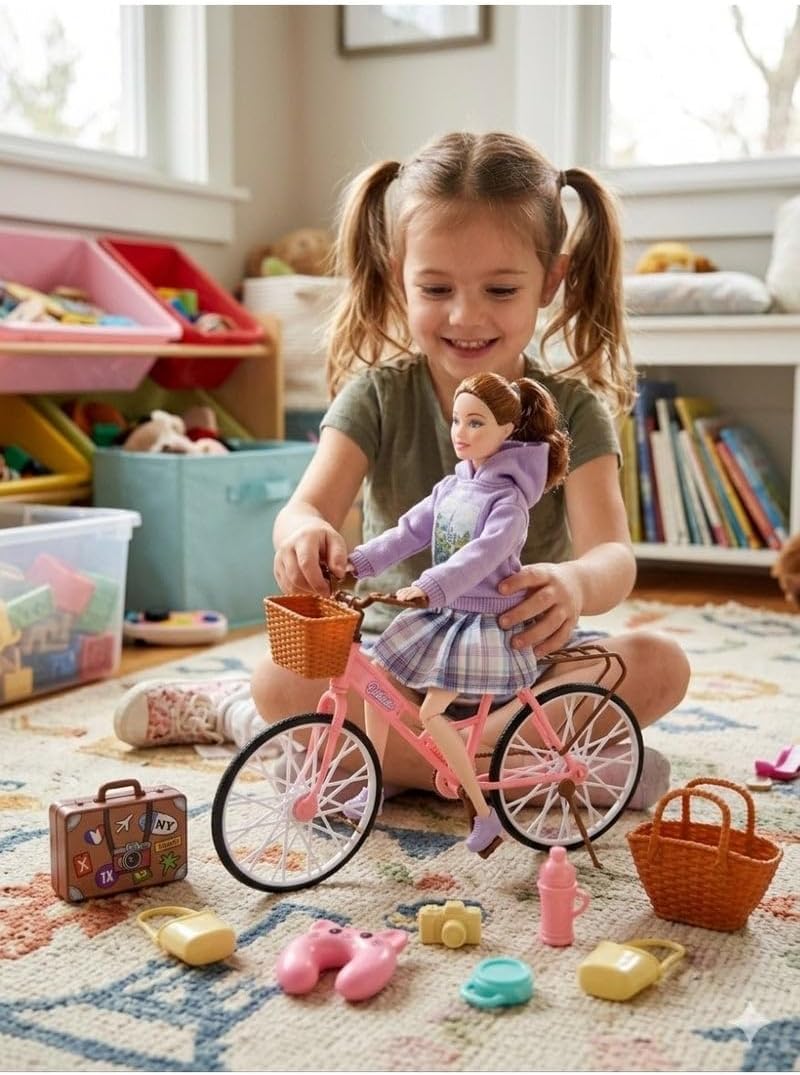 First Choice Doll Set with Bicycle and Travel Accessories