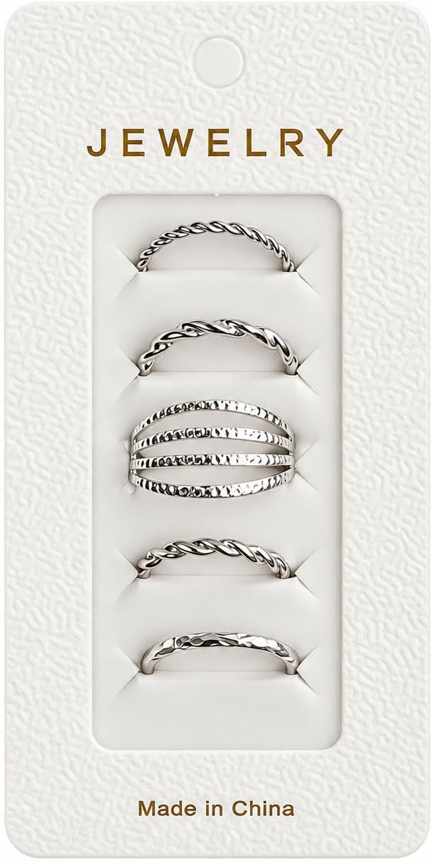Elegant 5-piece women's ring set with varied designs - stylish and unique accessories for daily wear and special occasions - First Choice
