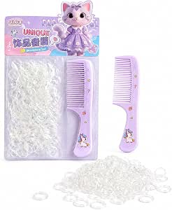 Purple children's hair accessory set with hair ties and a comb