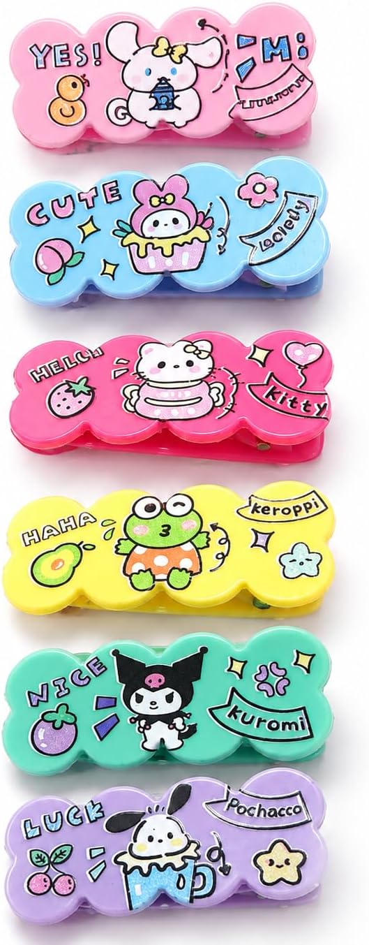 6-piece hair clip set for kids, colorful designs, 4×2 cm size