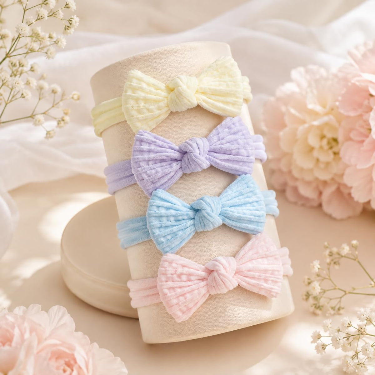 Set of 4 baby pastel bow headbands