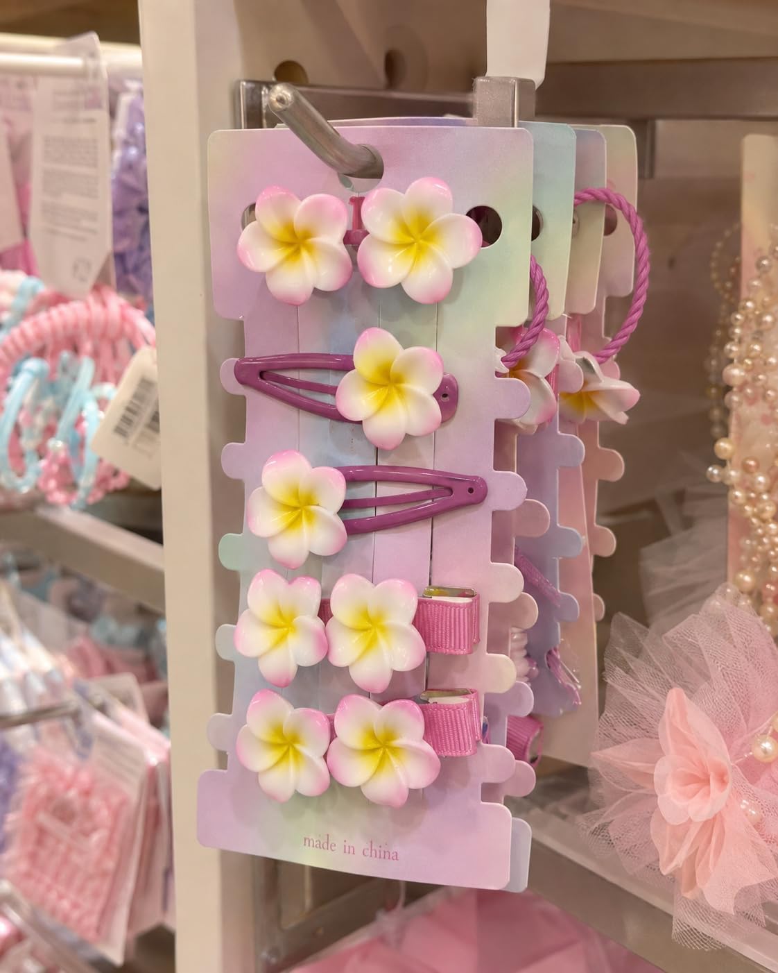 Pack of 6 floral hair accessories for girls (pink)