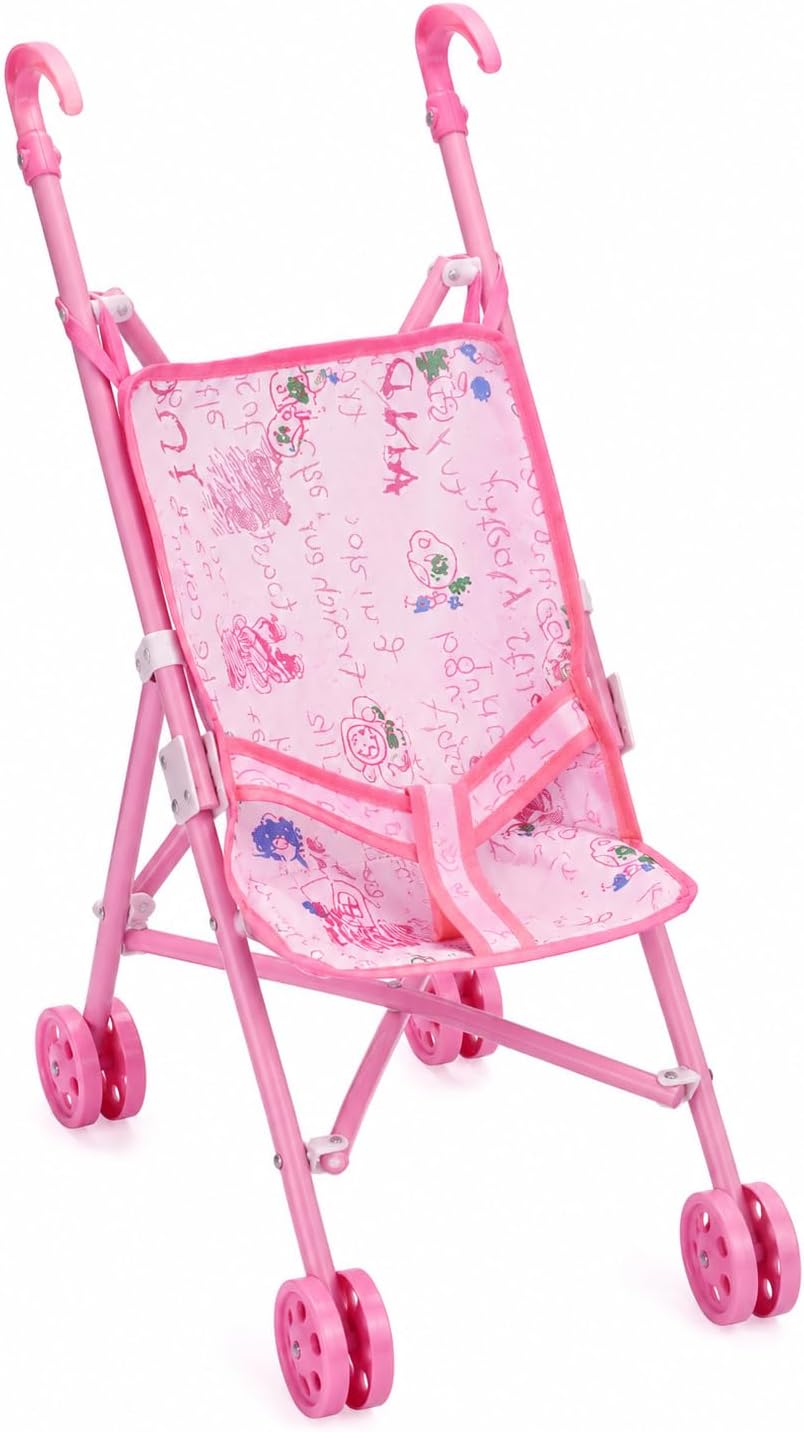 Pink foldable toy stroller for dolls