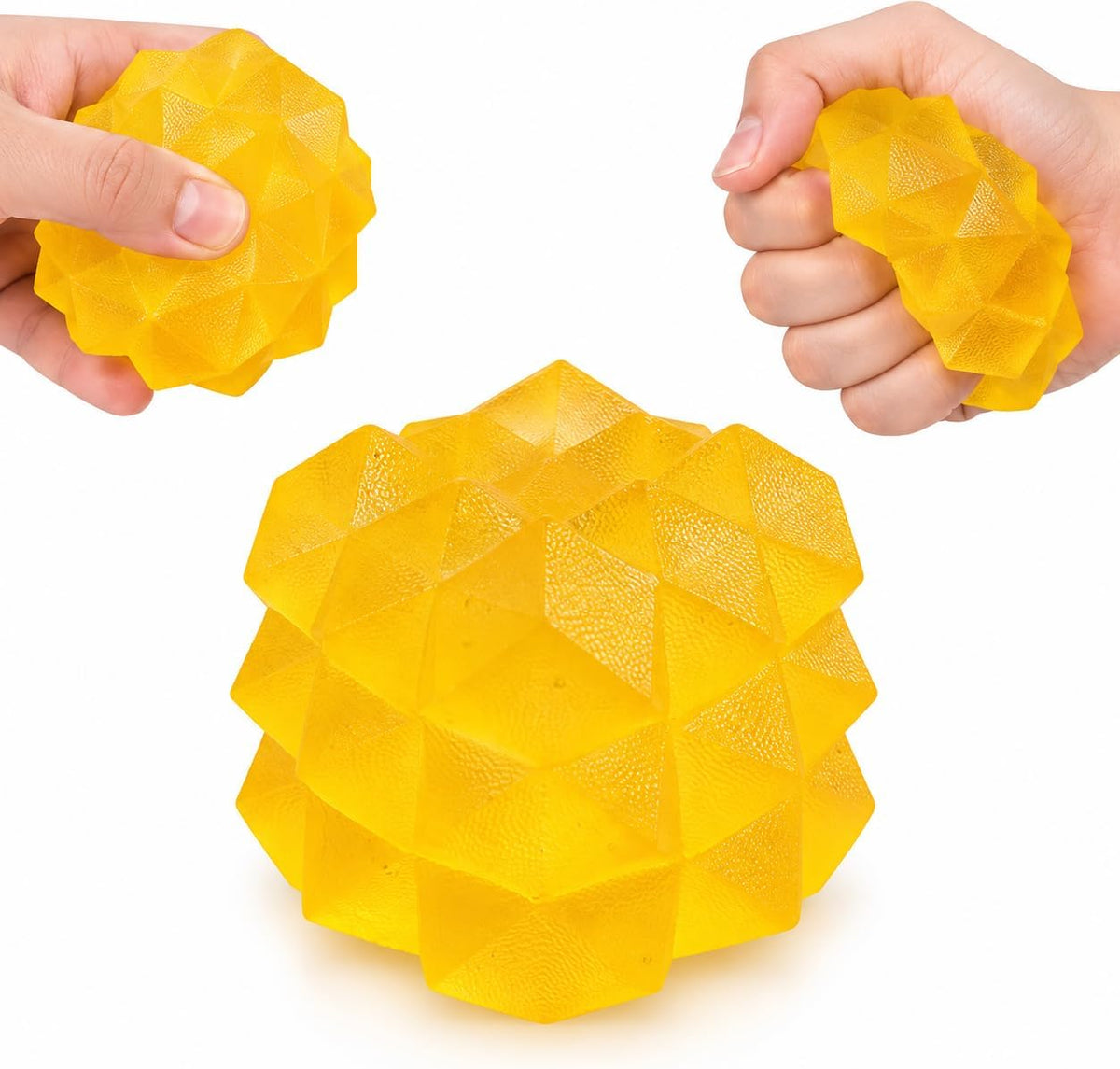 Flexible Geometric Stress Ball for Relaxation and Stress Relief, Anti-Stress Ball to Improve Focus - First Choice - Yellow