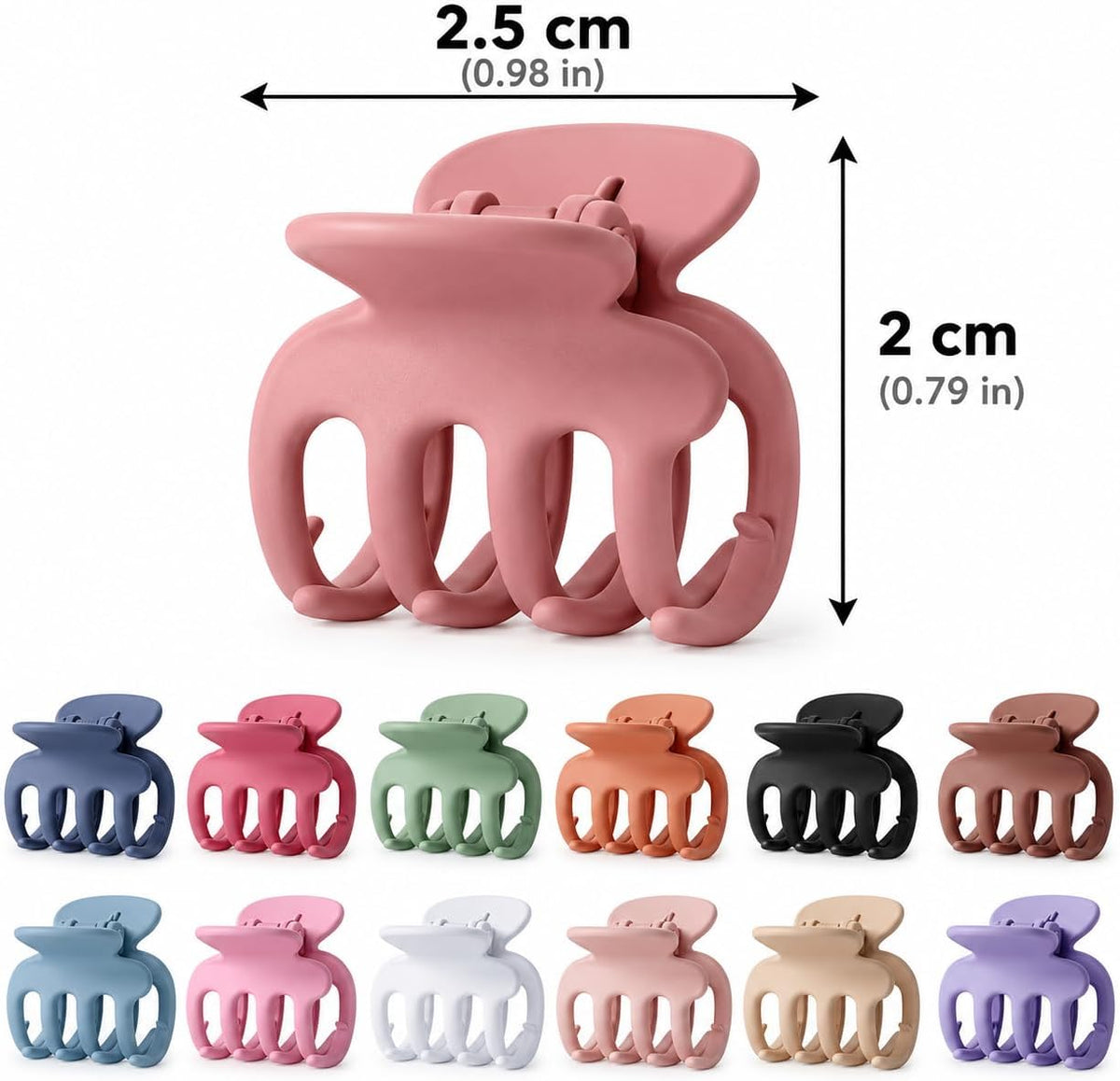 Set of 12 mini matte hair clips