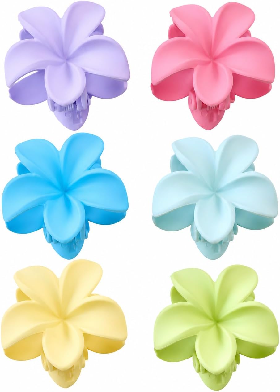 Set of 6 matte flower hair clips, 4×4 cm size