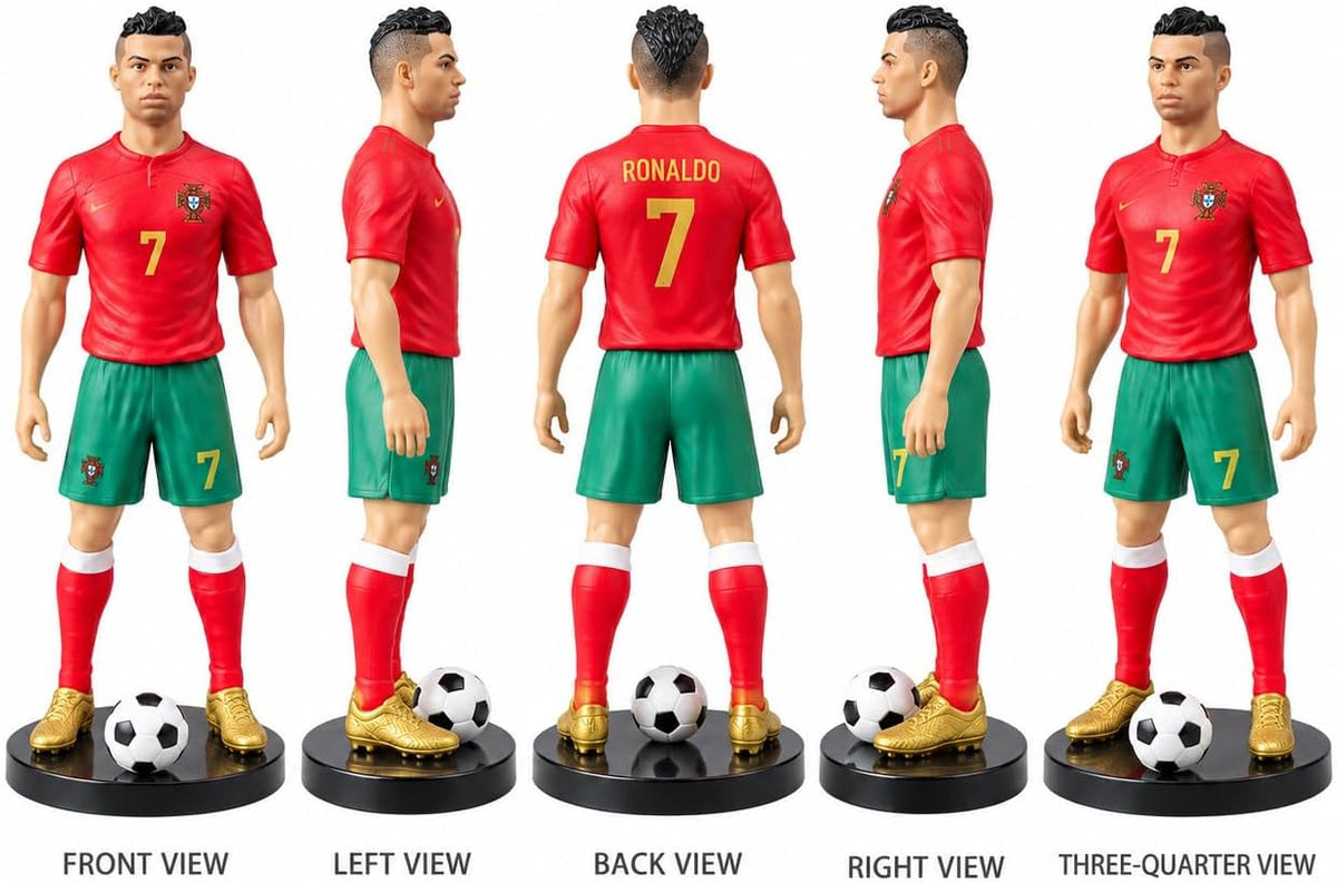 20 cm tall soccer player commemorative statue with a circular base