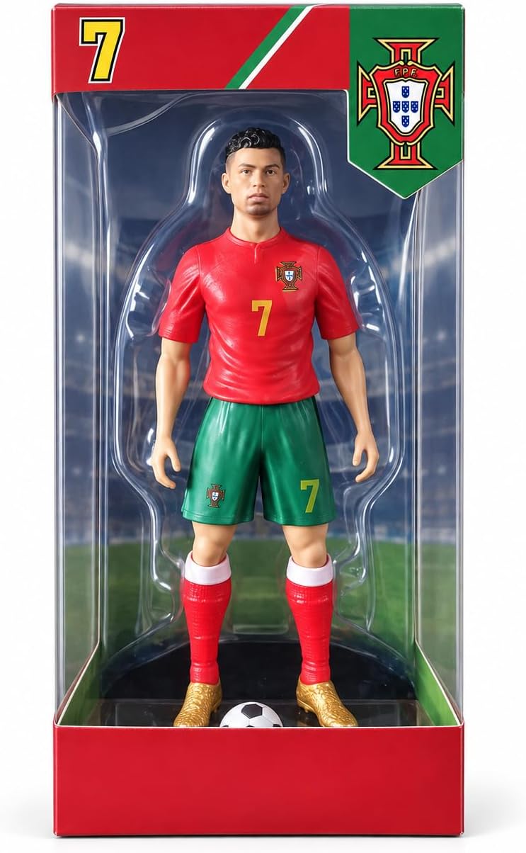 20 cm tall soccer player commemorative statue with a circular base