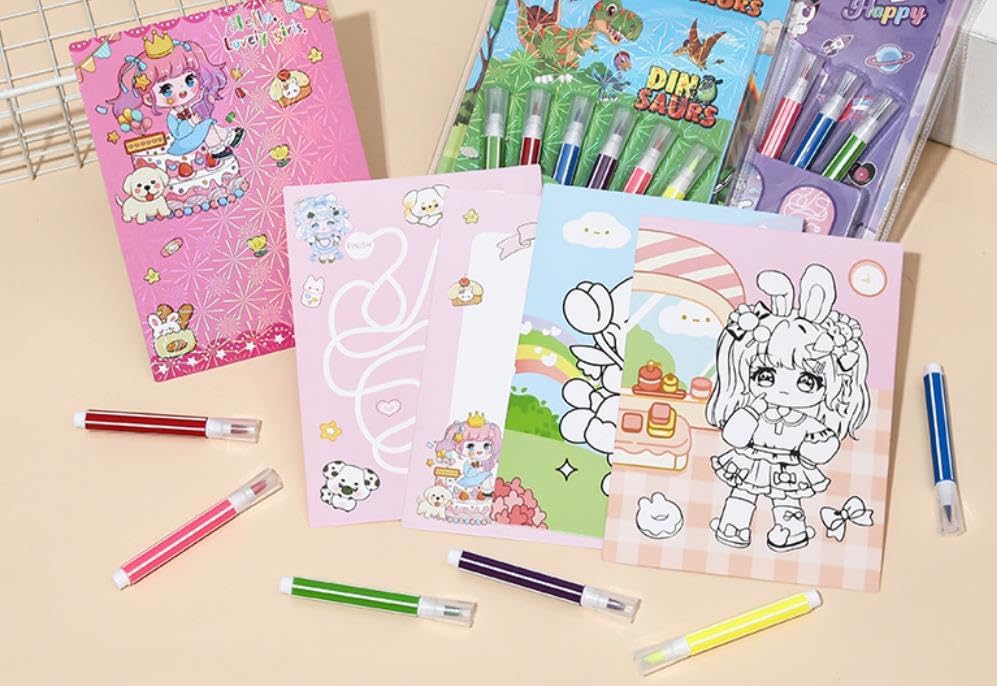 Set of 6 multicolored children's coloring pens