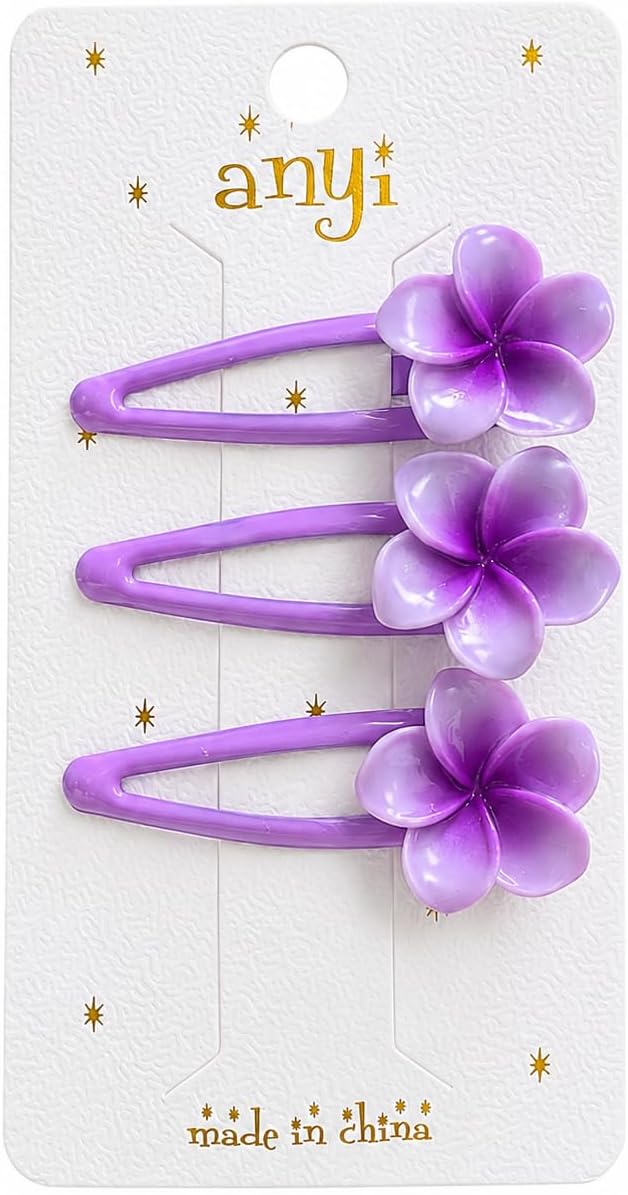 Set of 3 flower-shaped hair clips for girls