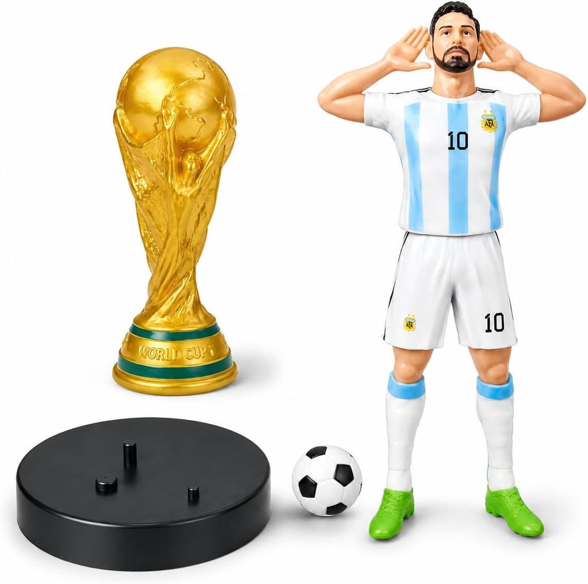 25 cm football player figure number 10 with the World Cup and a ball