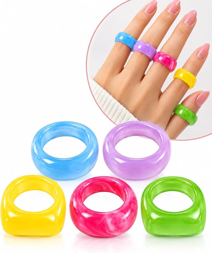5-piece women's vibrant ring set
