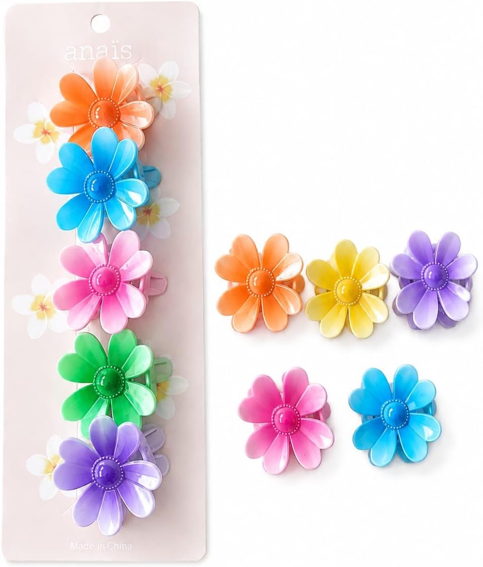 Hair clips with flower design in various colors for girls and women 5 clips in the card, flower design, various colors, firm and practical, hair accessories
