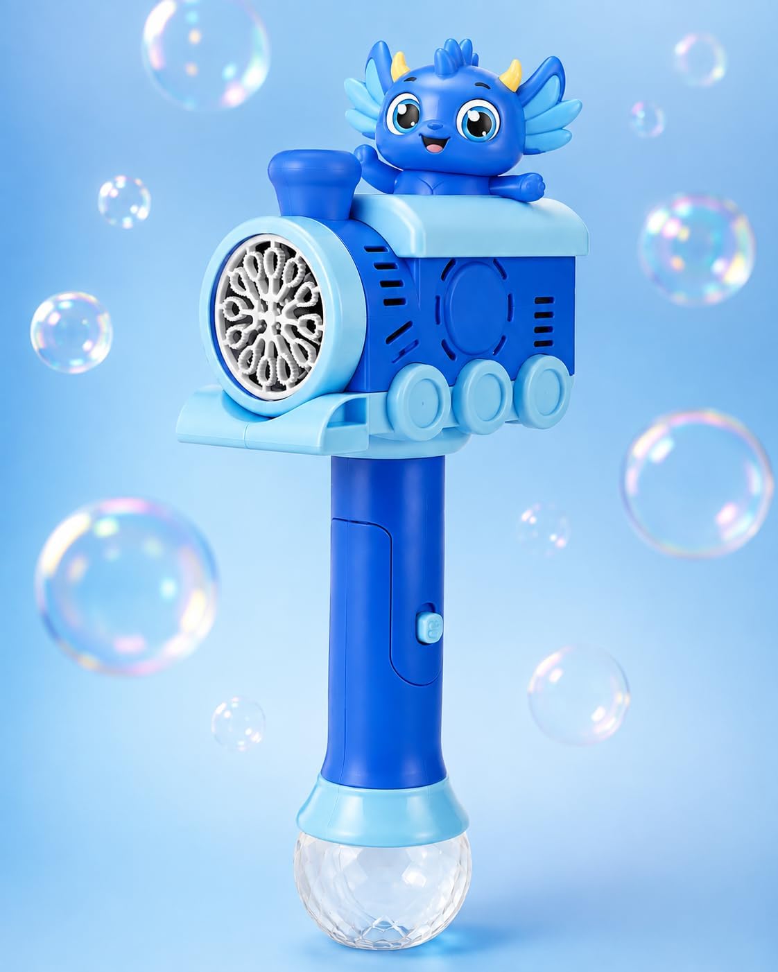 Automatic train-design bubble gun with lights