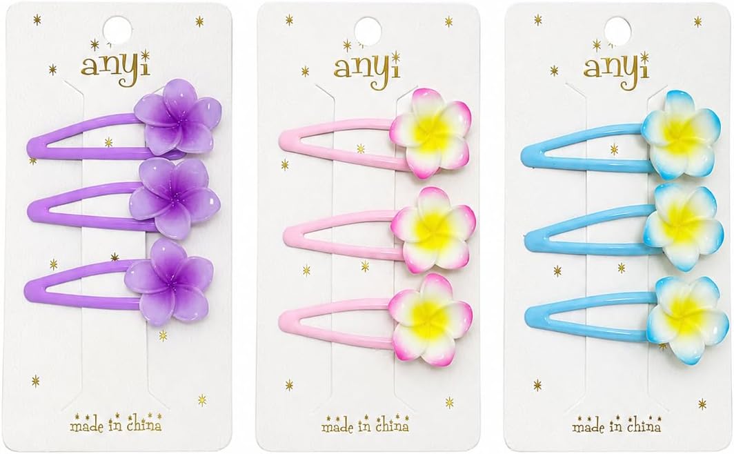 Set of 3 flower-shaped hair clips for girls