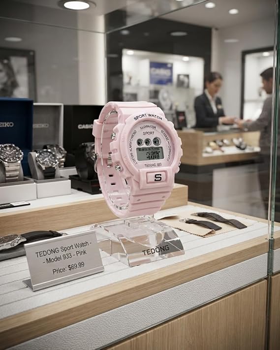 Sports digital wristwatch with a 25 cm silicone strap