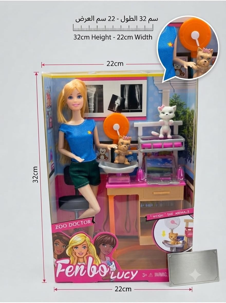Pet veterinarian playset with exam desk and doll