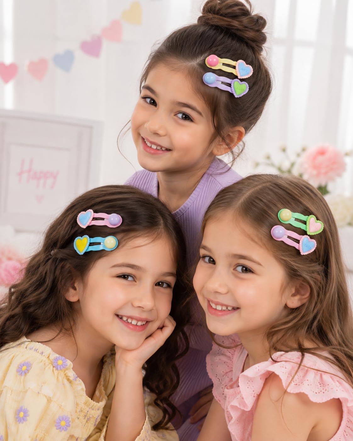 Set of 5 heart-design kids' hair clips