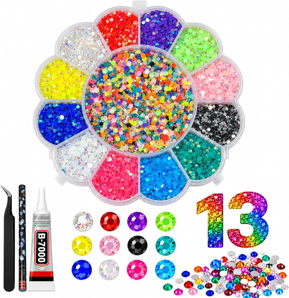 13000 multicolored rhinestones 4mm